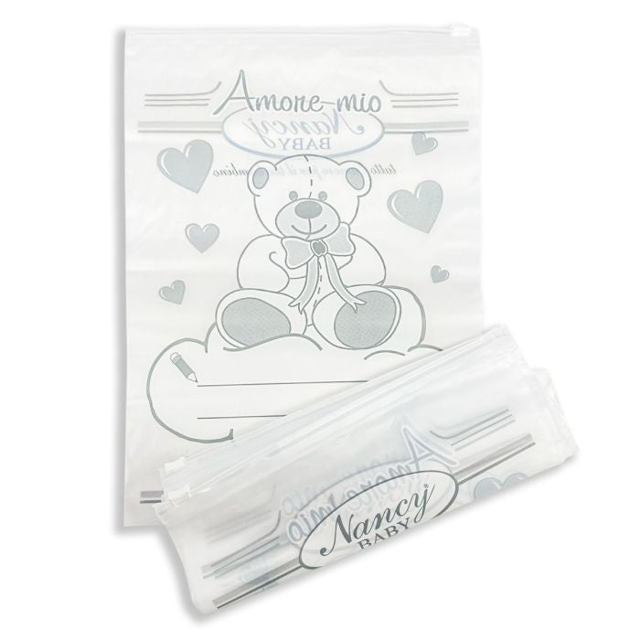 Set da 5 Sacchetti Trasparenti per Corredino 555 Con Foro Antisoffoco e Chiusura Ermetica Nancy Baby