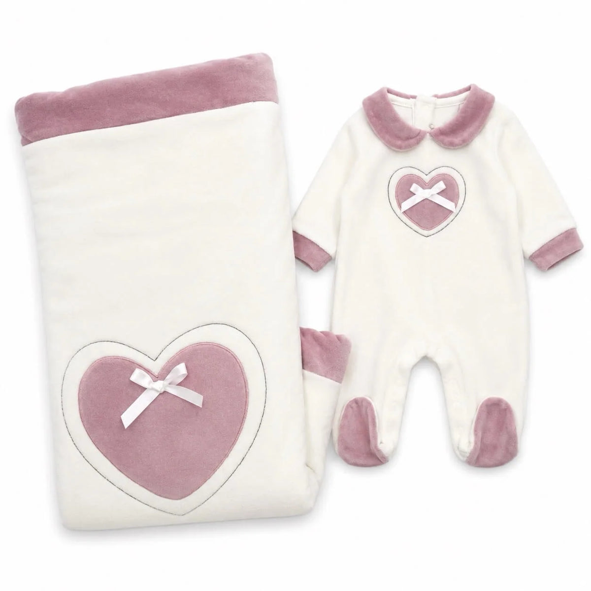 Completo Neonato in ciniglia con Copertina Coordinata Preziosini