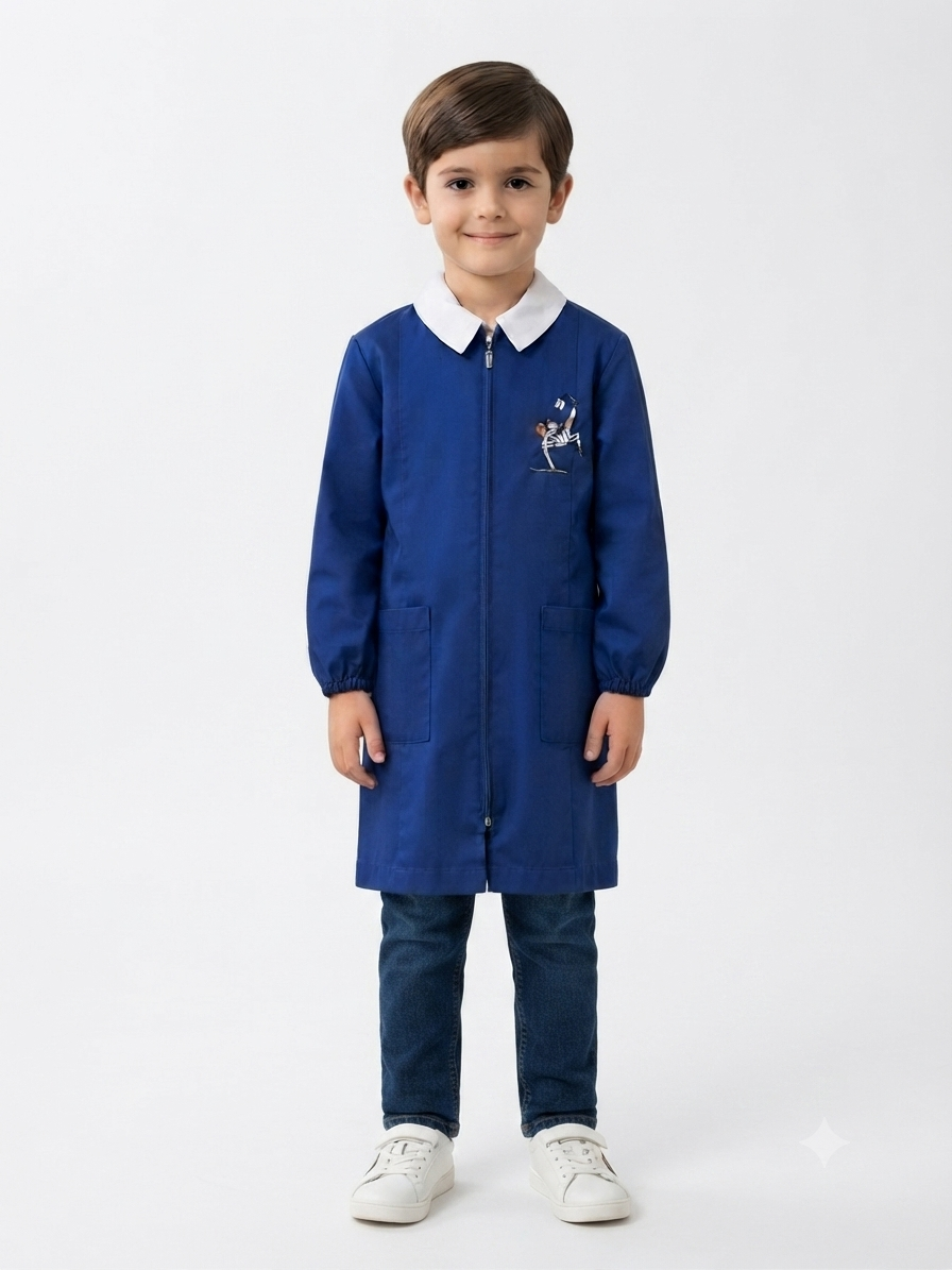 Grembiule Scuola Bambino Siggi – Blu con Ricamo Calciatore