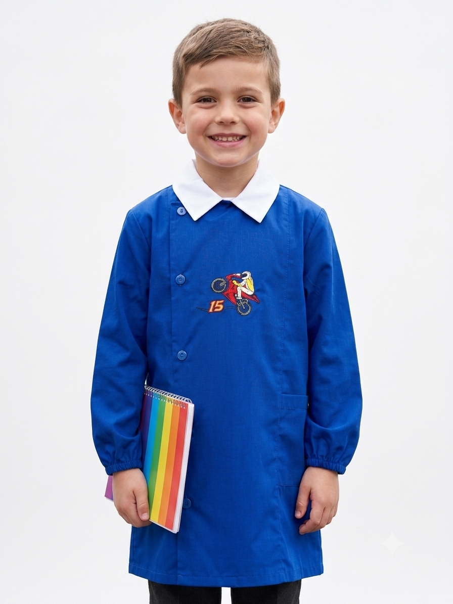 Grembiule Scuola Bambino Ambrosino – Blu con Ricamo