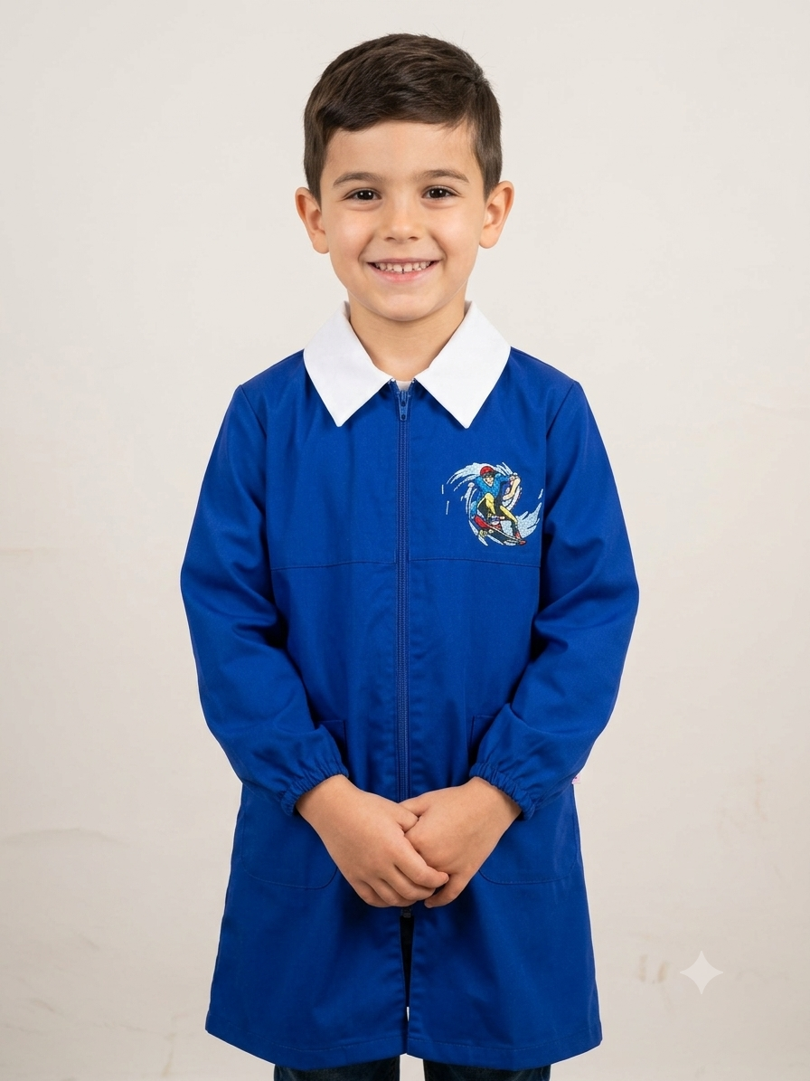 Grembiule Scuola Bambino Ambrosino – Blu con Ricamo
