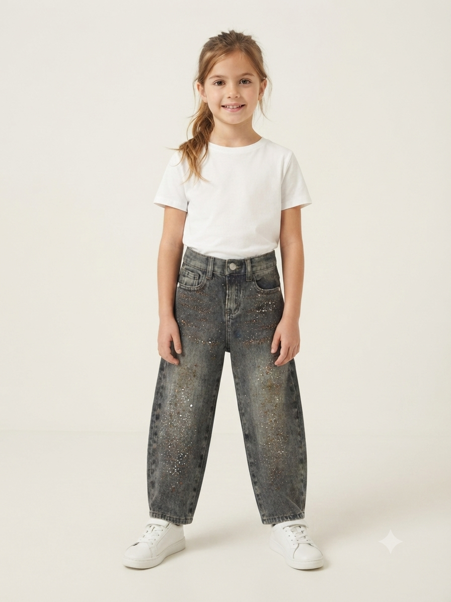 Jeans Bambina USED con Strass BALLOON