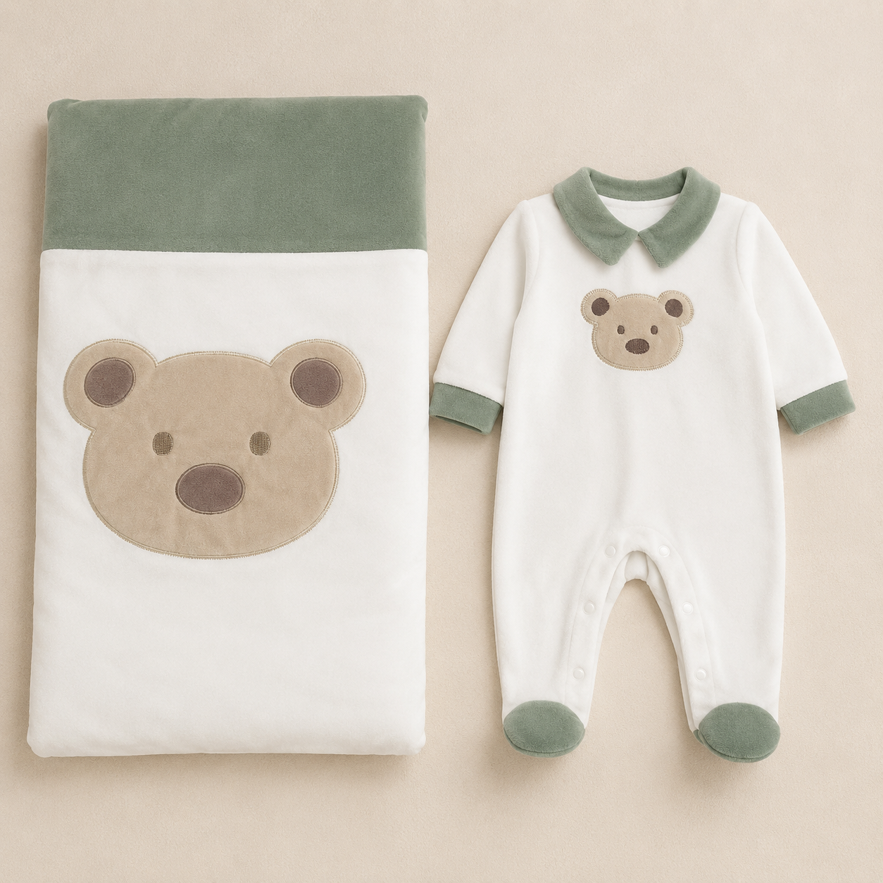 Completo Neonato in ciniglia con Copertina Coordinata Preziosini