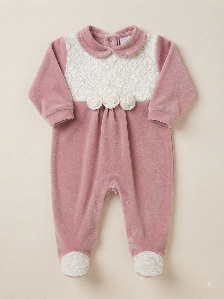Tutina pastello ciniglia rose