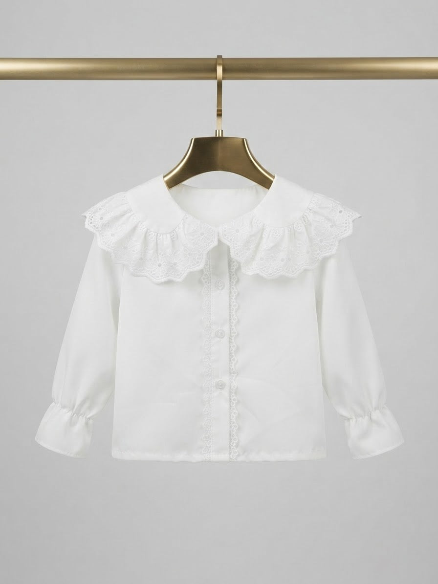 Camicia bianca collo in pizzo neonata