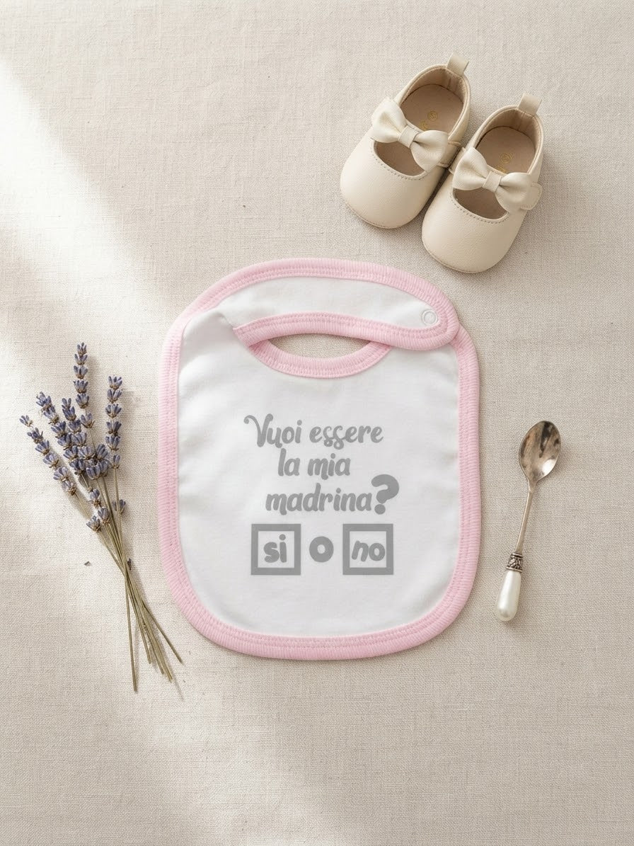 Bavaglino "Vuoi essere la mia madrina?" - Idea Regalo
