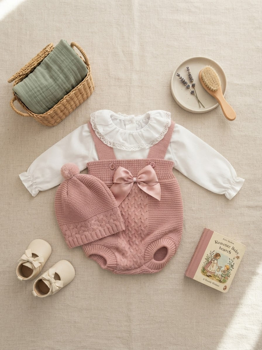 Completo neonata 3 pezzi fiocco