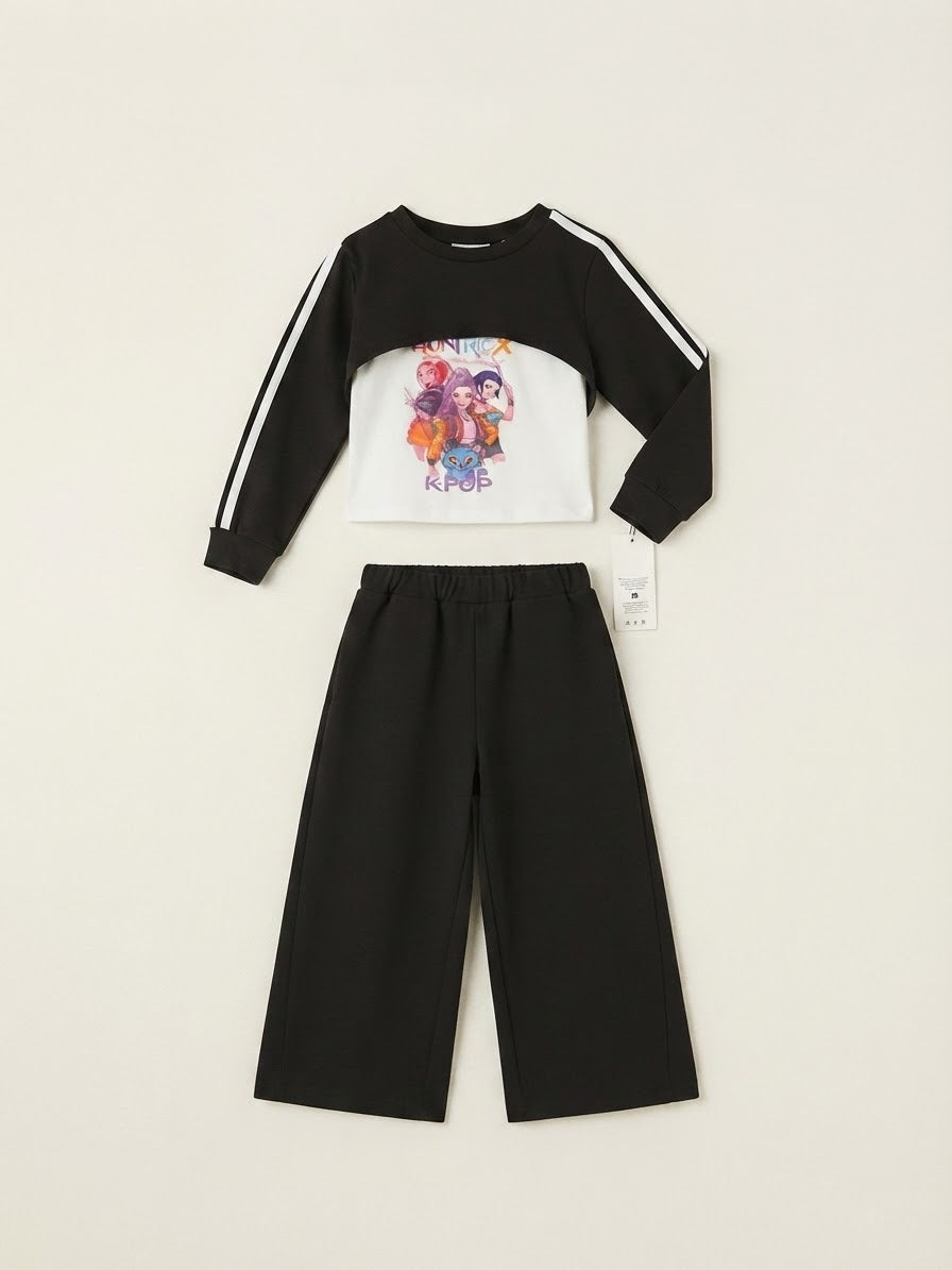 Completo Felpa, canotta e Pantalone Sportivo con Stampa K-Pop