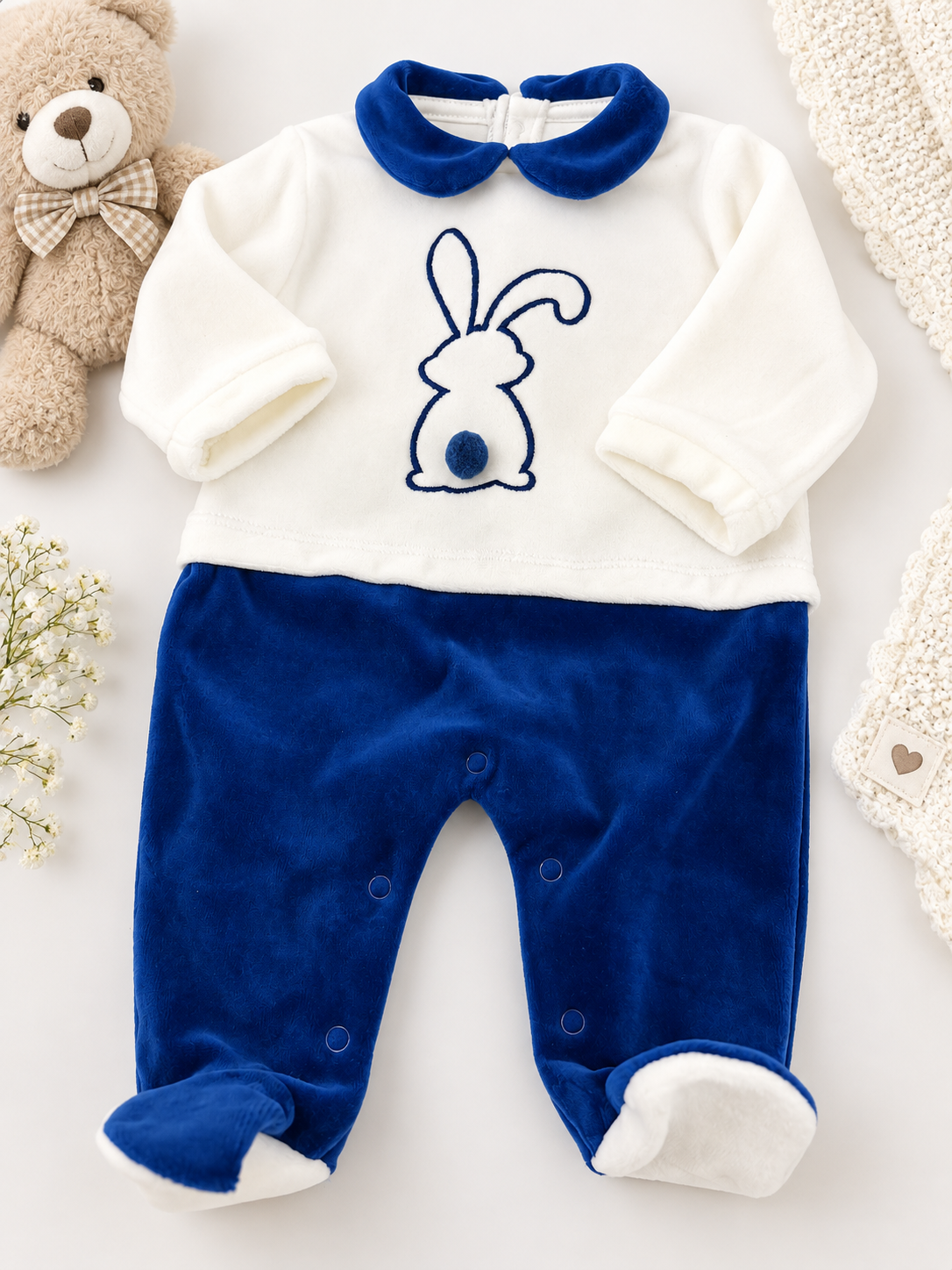 Tutina neonato ciniglia coniglietto 0055