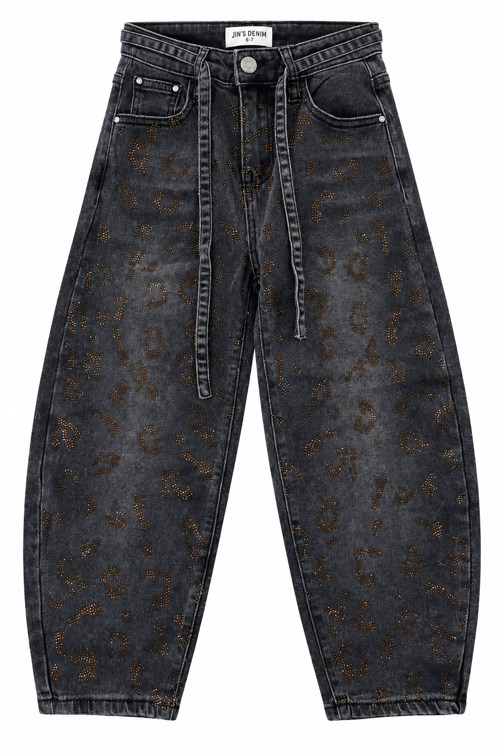 Jeans animalier con strass bimba