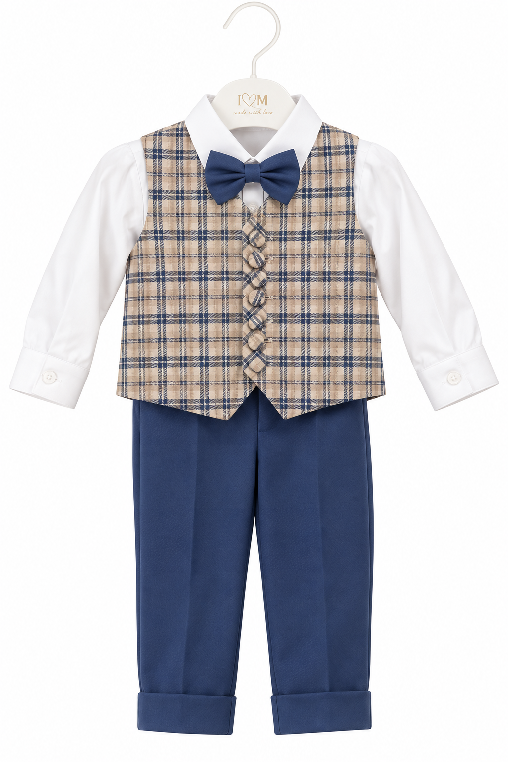 Completo Elegante Bambino con Gilet, Papillon e Pantalone