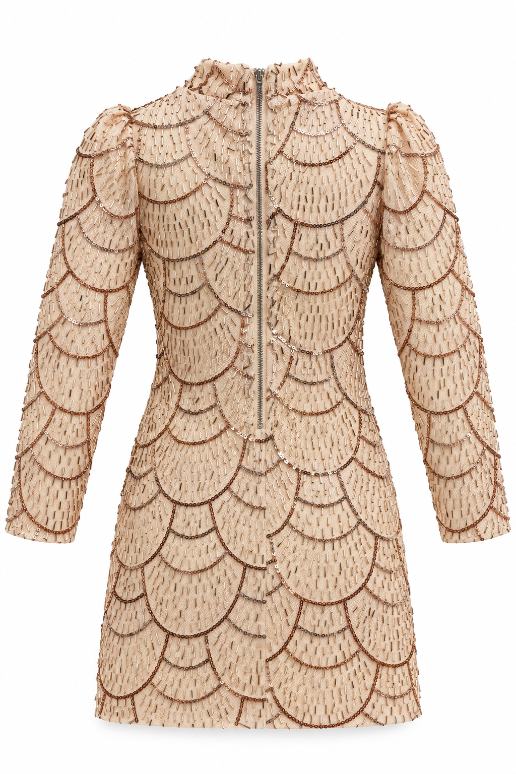Abito Elegante Bambina a Manica Lunga con Paillettes e Perline