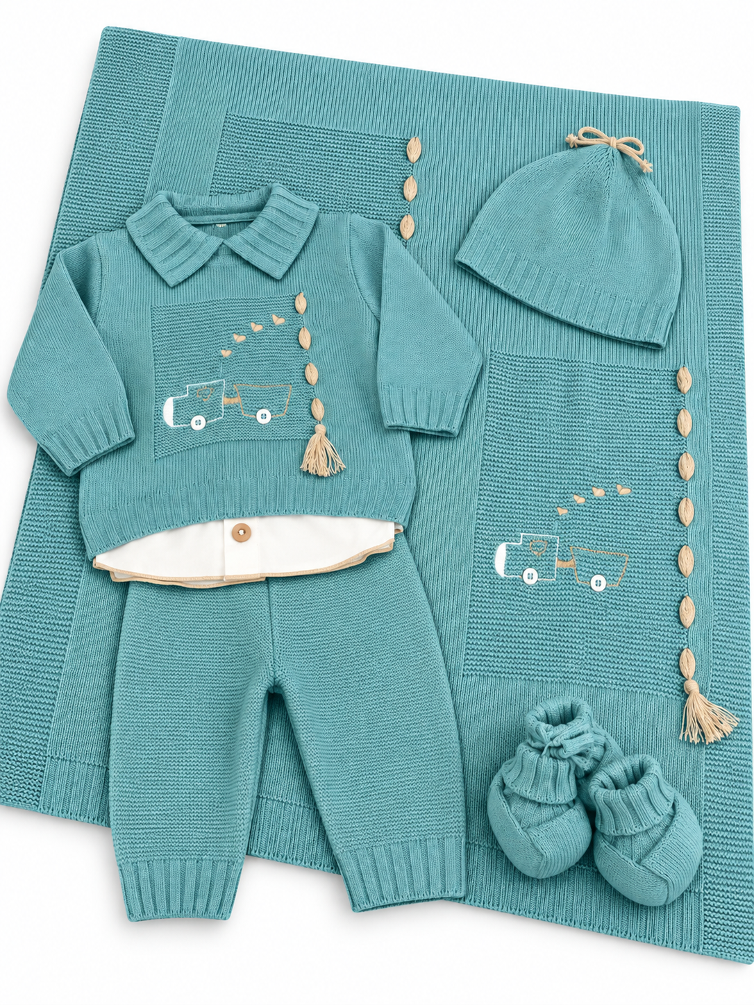 Completo Neonato in Maglia con Copertina – Prime Emozioni 4070H