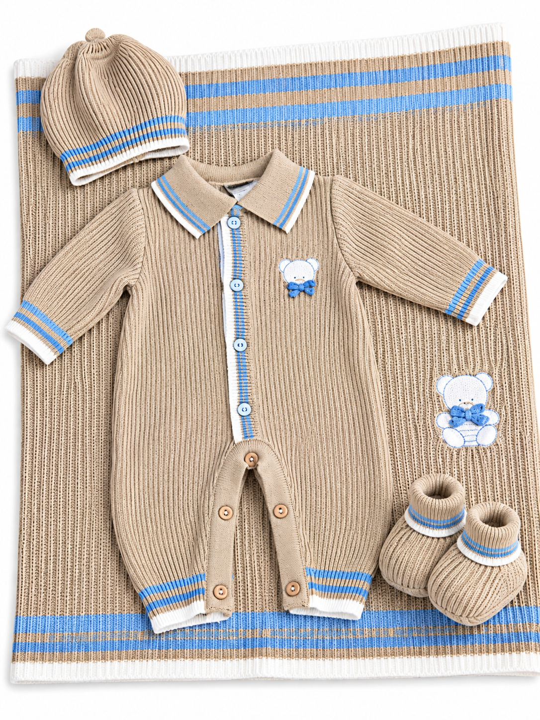 Completo Neonato in Maglia con Copertina – Prime Emozioni 4050F