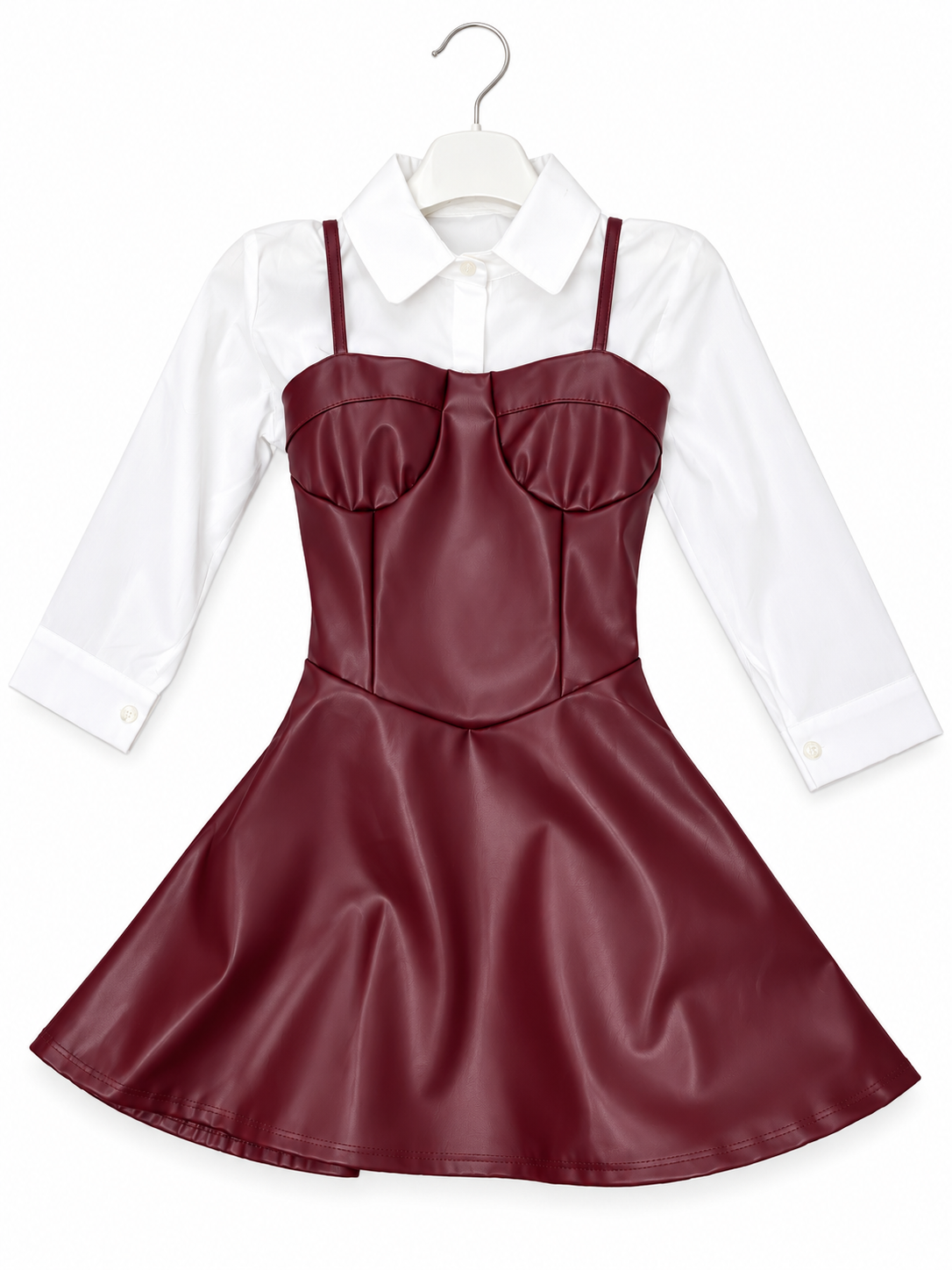 Abito ecopelle con camicia