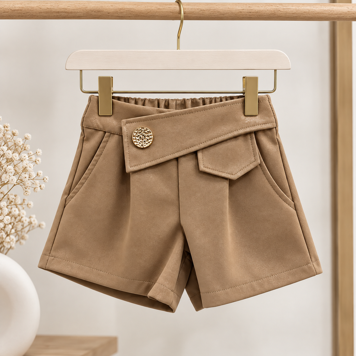 Shorts Eleganti con Fascia Asimmetrica e Dettaglio Gioiello 4058