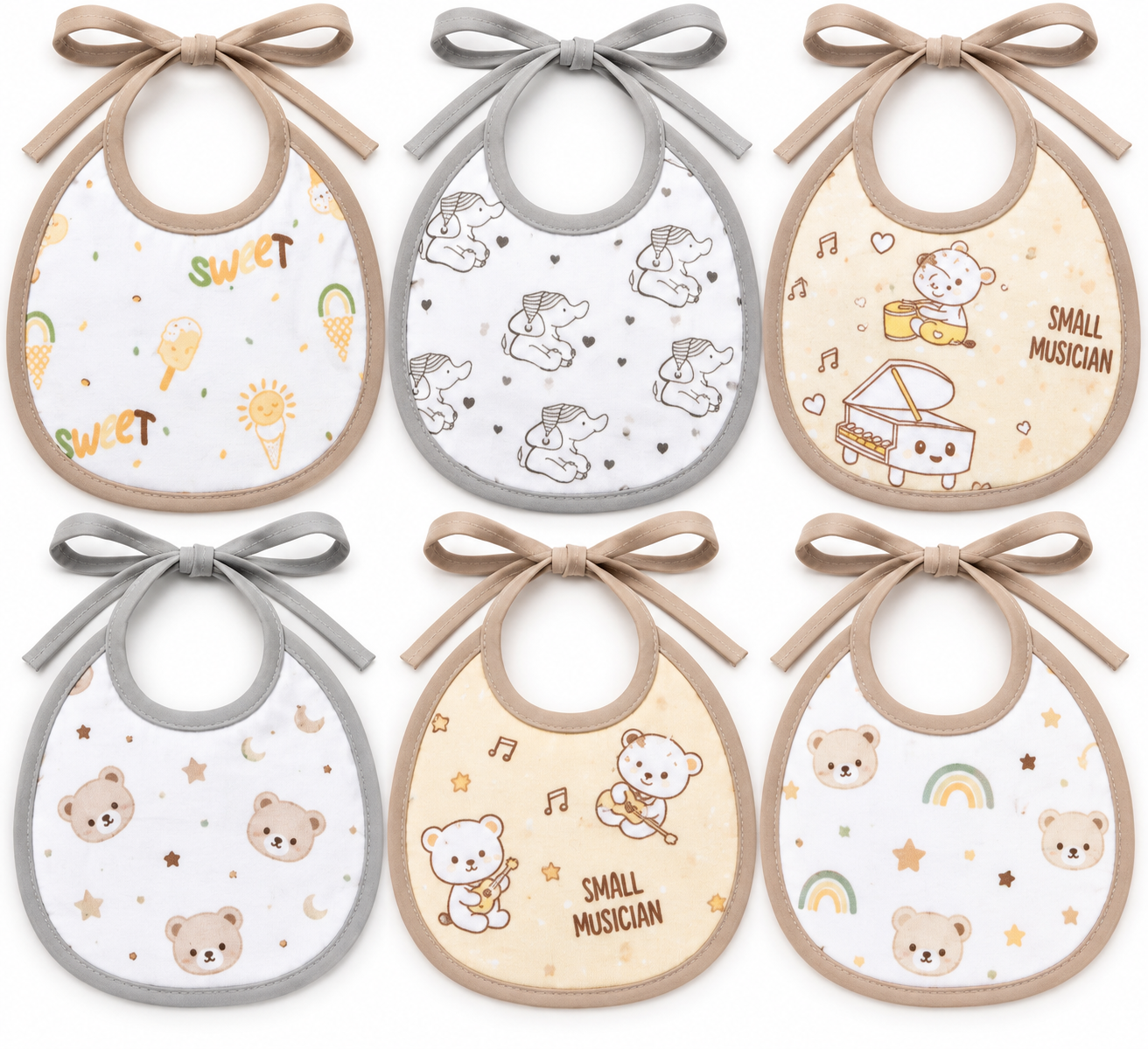 Bavaglini cotone neonata/o – 6 pezzi