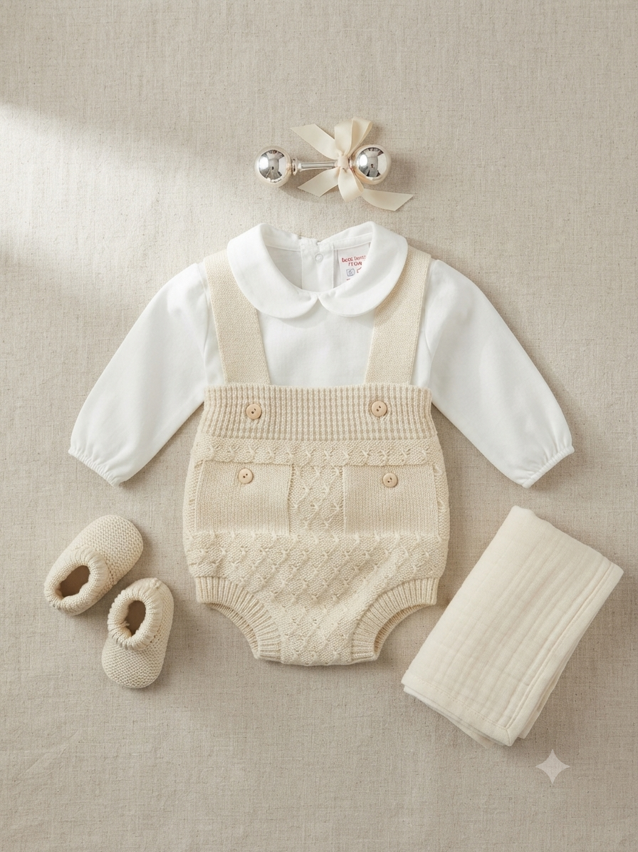 Pagliaccetto beige bottone
