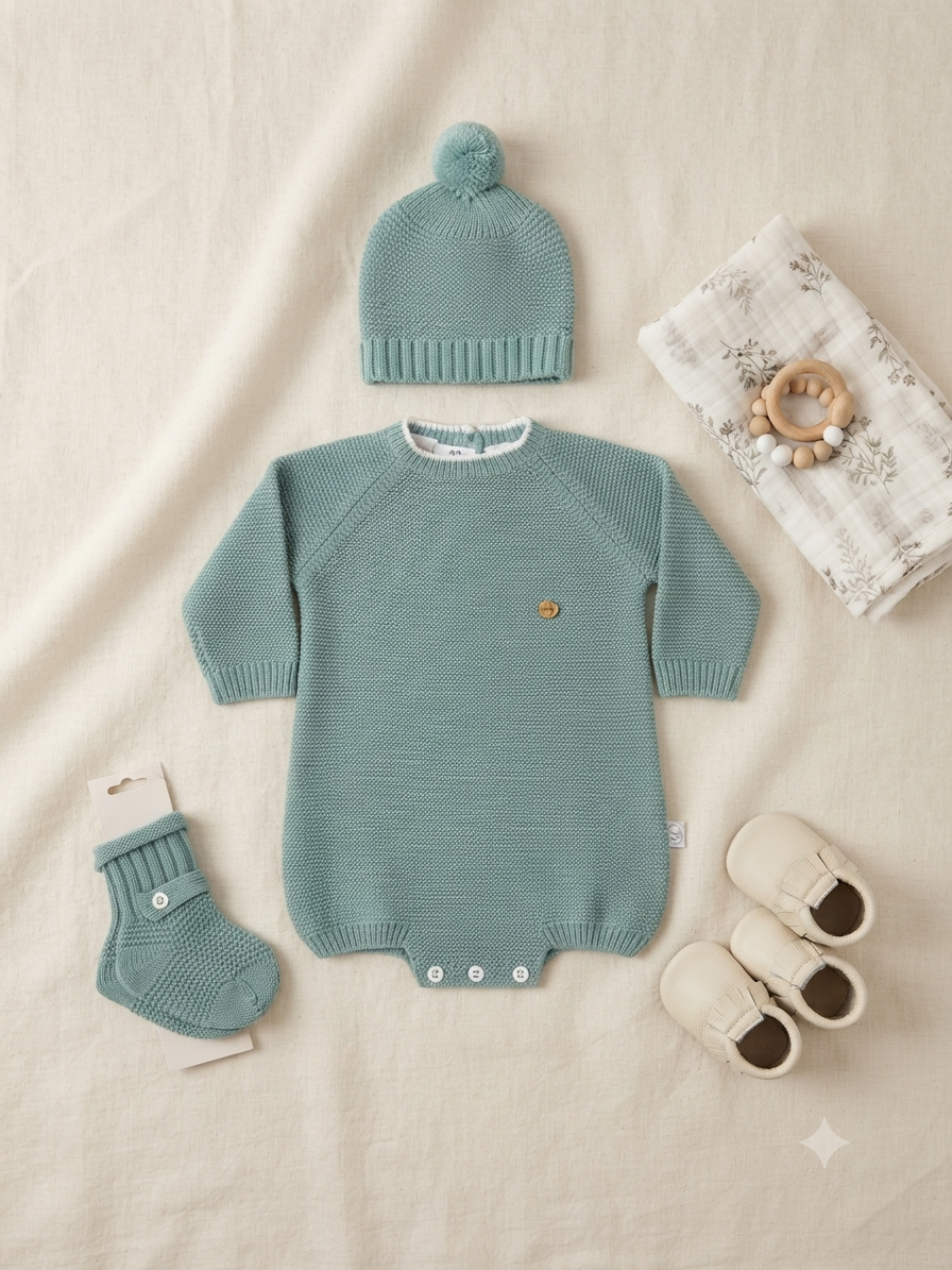 Completo Neonato in Maglia pagliaccetto 3 pezzi