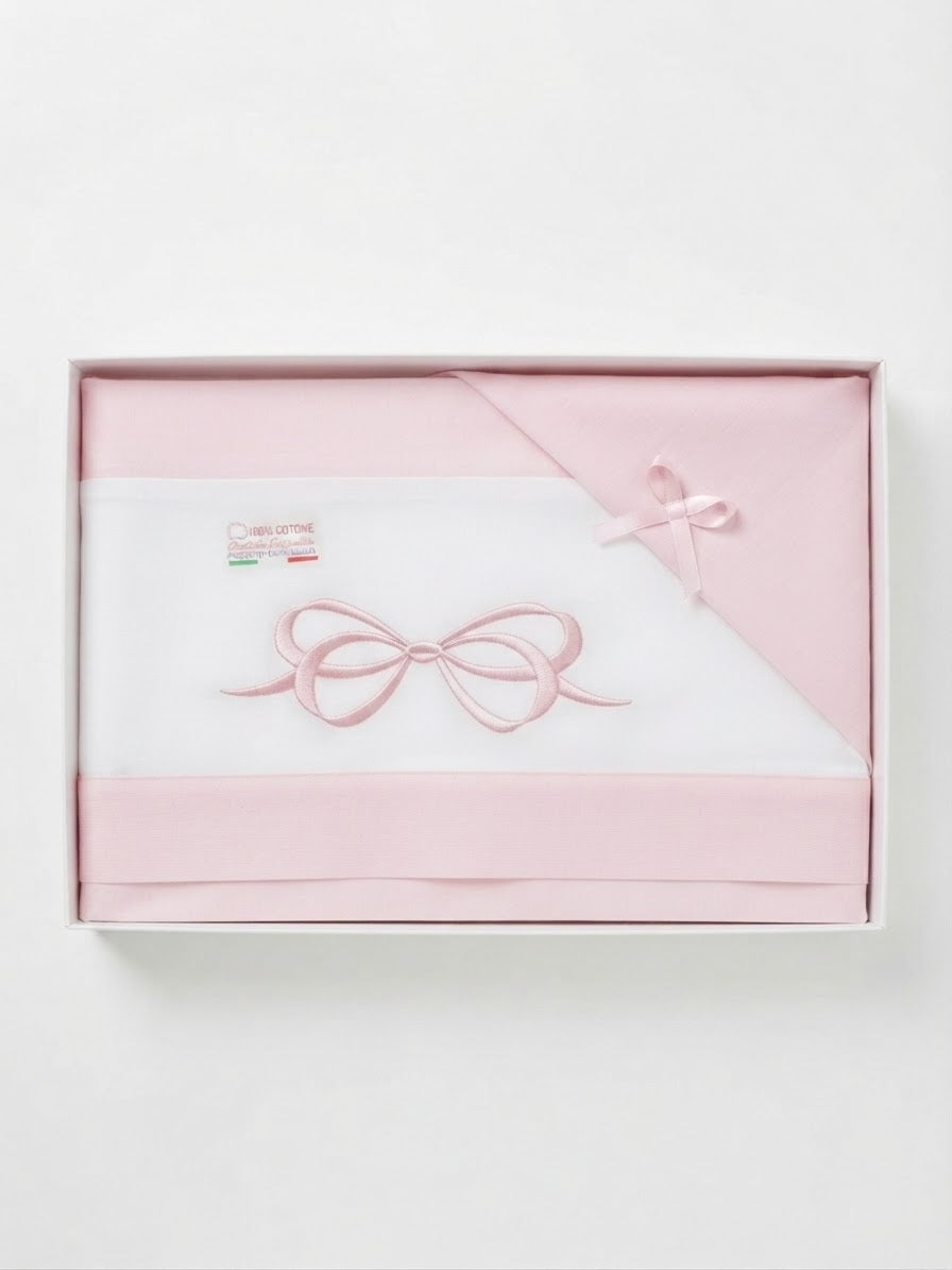 Lenzuola carrozzina batuffolini fiocco
