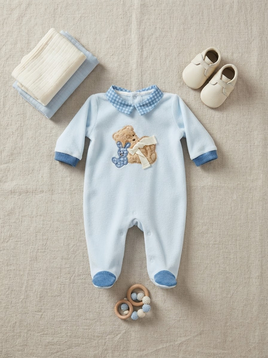 Tutina Neonato in ciniglia Nazareno gabrielli teddy quadri