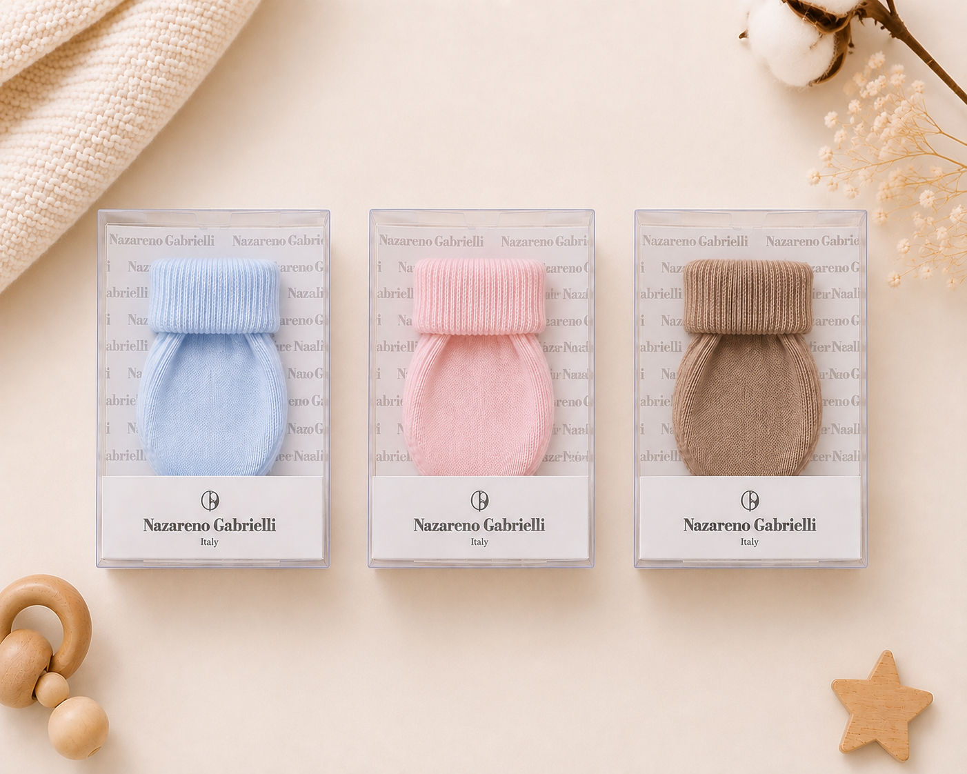 MUFFOLINE GUANTI COTONE 100% NEONATO NEONATA 2 PAIA NAZARENO GABRIELLI