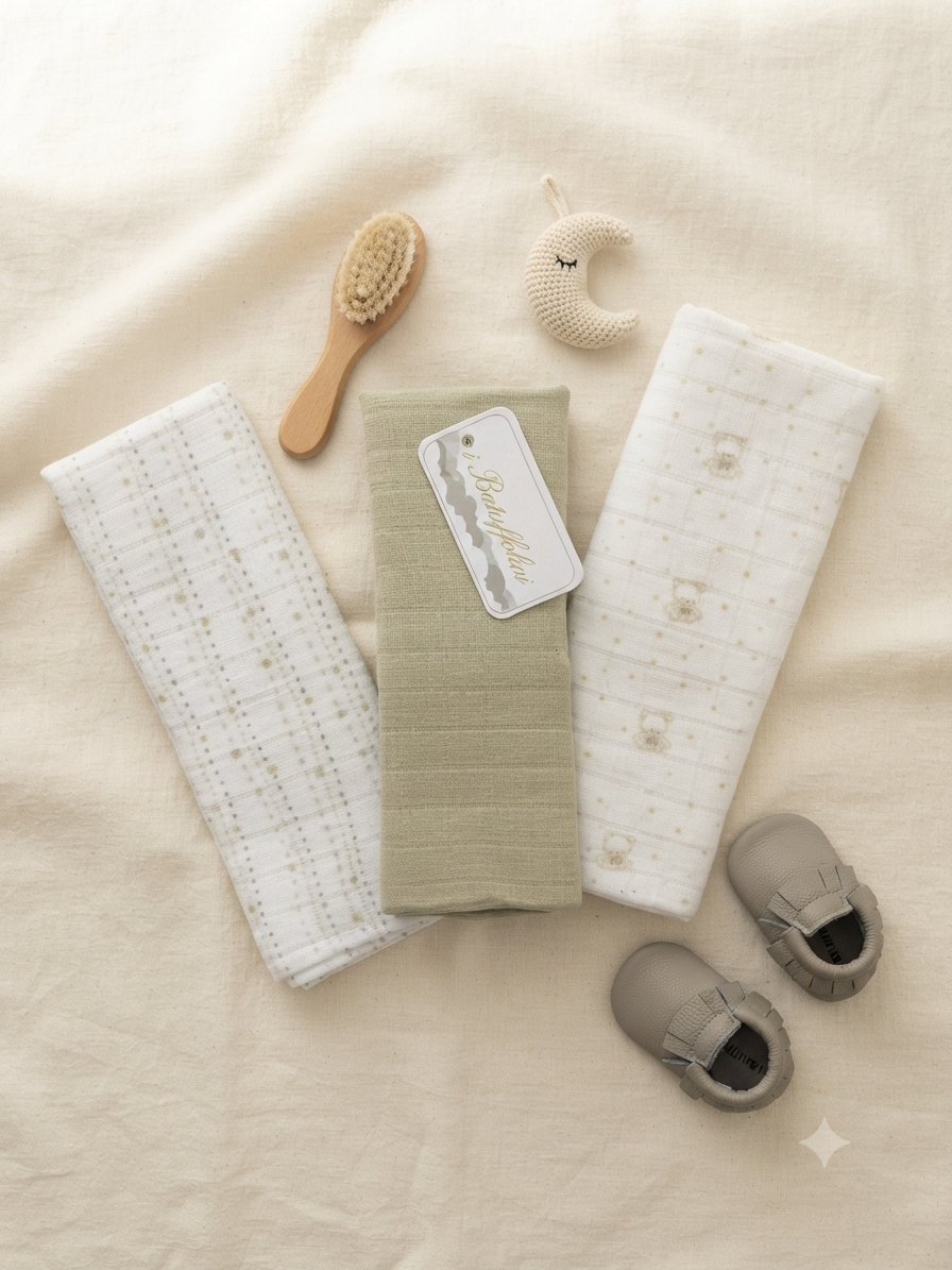 Set 3 pezzi quadrati garza Batuffolini