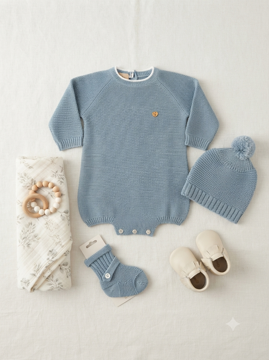 Completo Neonato in Maglia pagliaccetto 3 pezzi