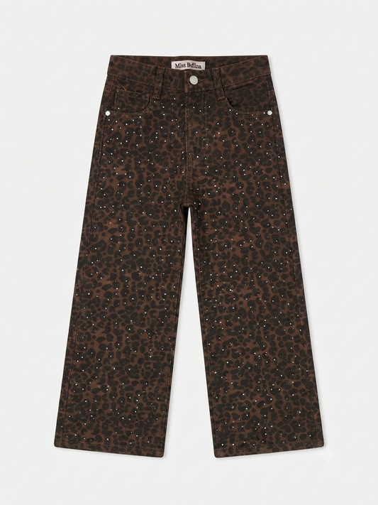 Jeans neonata Animalier con Strass