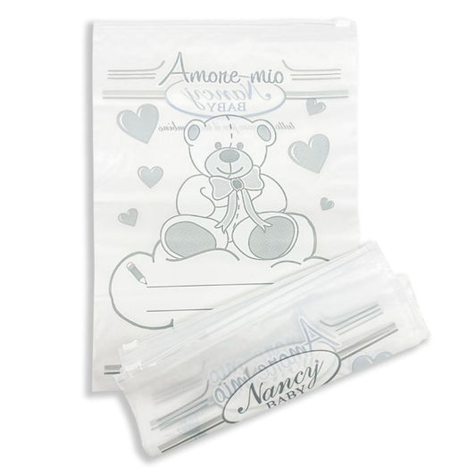 Set da 5 Sacchetti Trasparenti per Corredino 555 Con Foro Antisoffoco e Chiusura Ermetica Nancy Baby