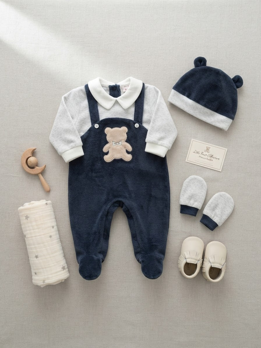 Set 3 pezzi preziosini con cappello e guantini