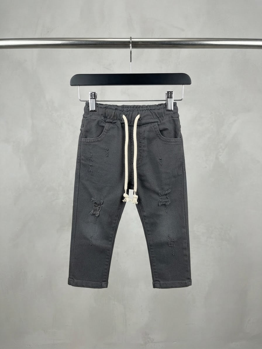 Jeans Strappato con Coulisse