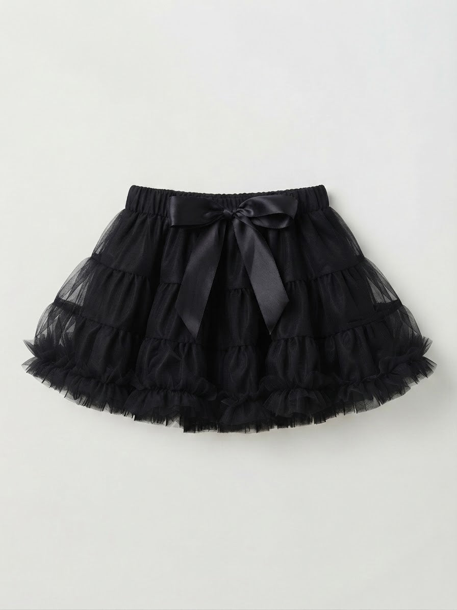 Gonna a balze in tulle con fiocco bimba