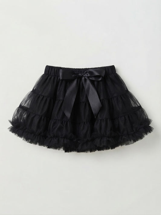 Gonna a balze in tulle con fiocco bimba