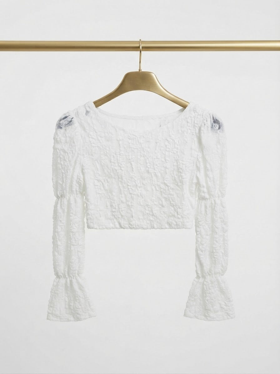 Maglia in pizzo crop bimba