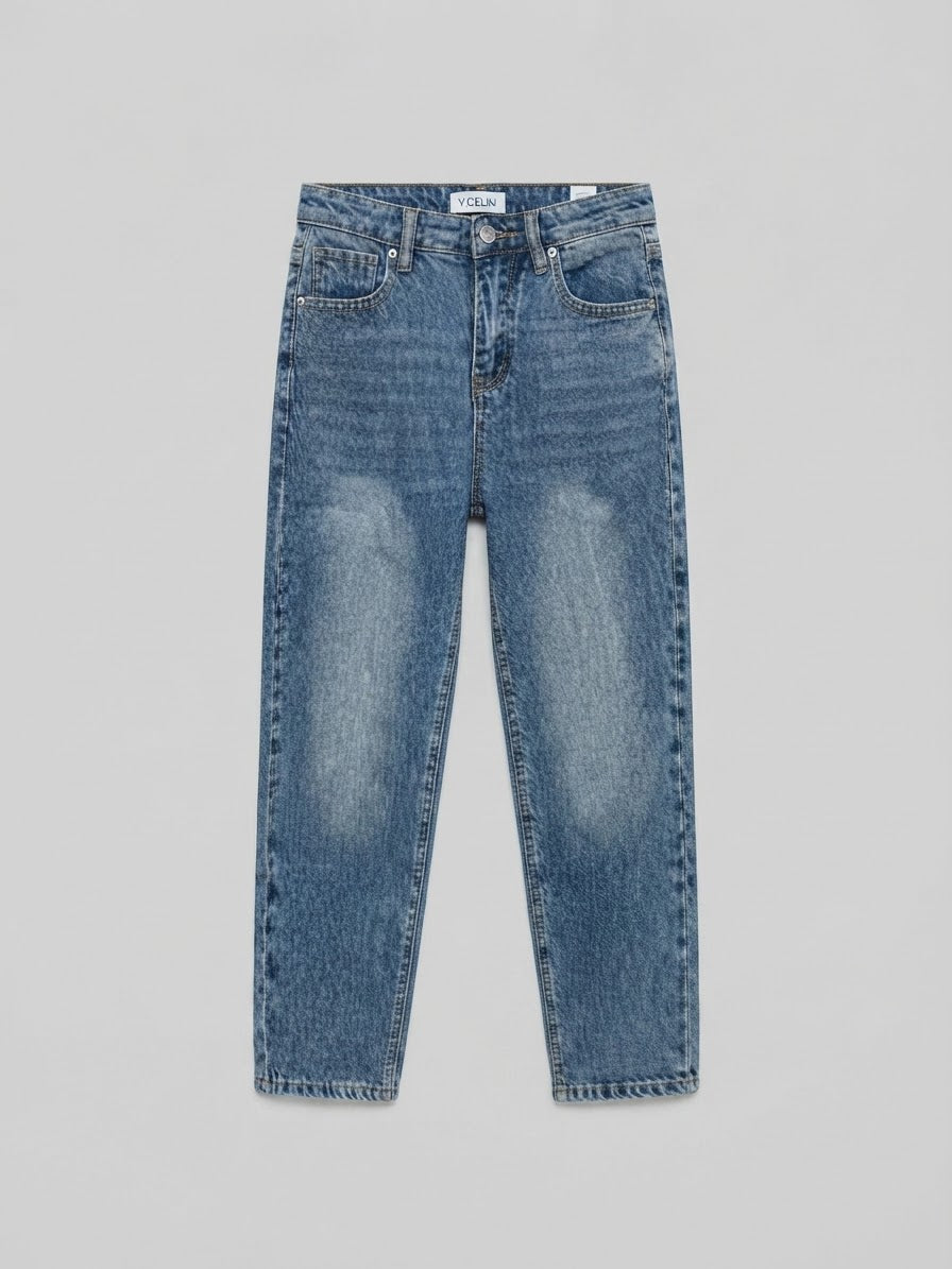 Jeans Boyfriend con Tasca Glitter e Strappi