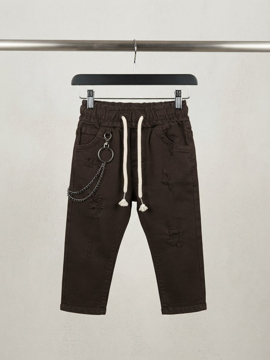 Jeans Strappato con Coulisse