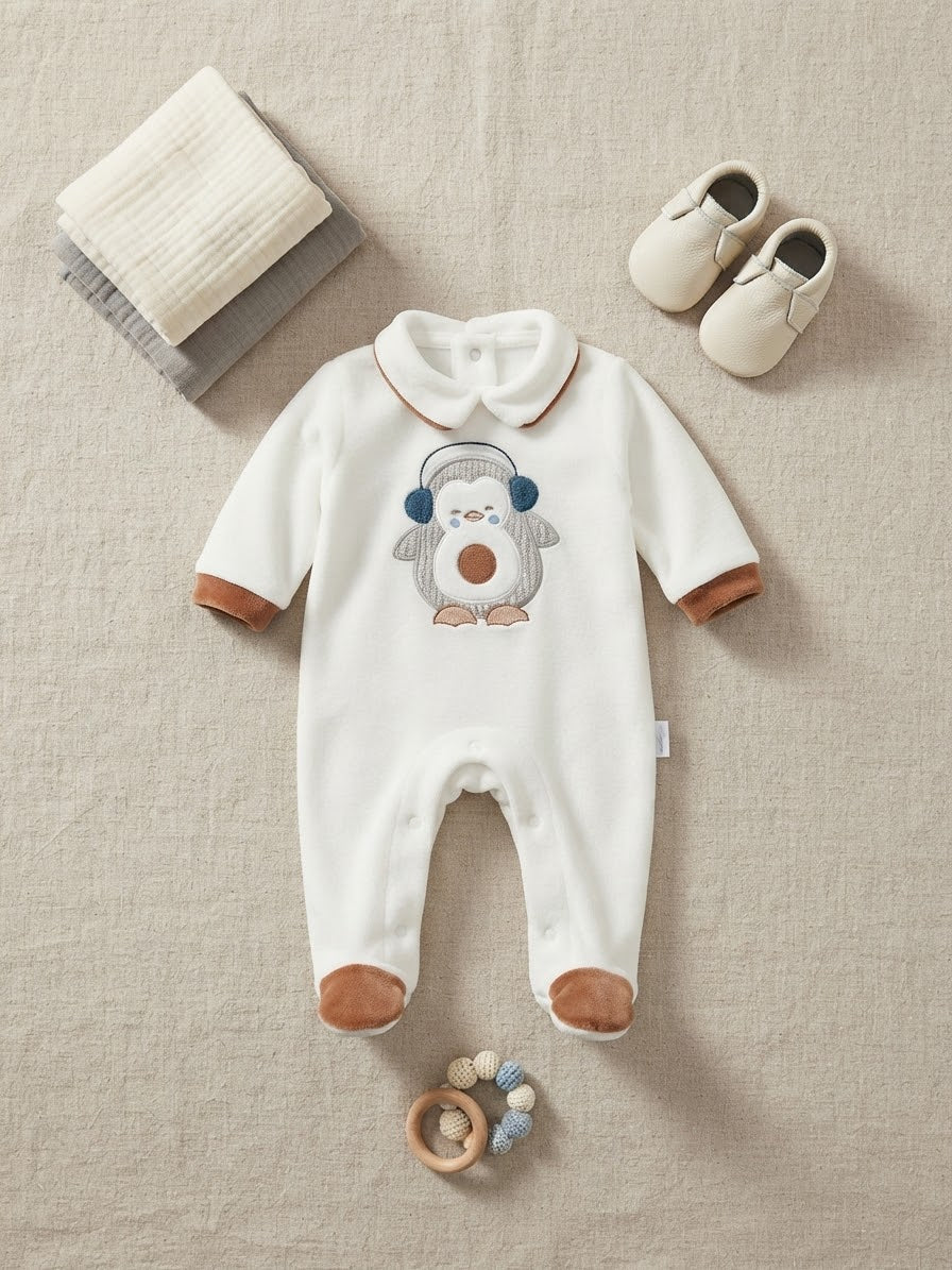 Tutina in ciniglia neonato LES JOLIE pinguino