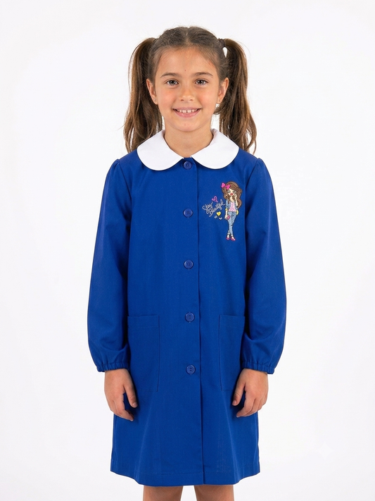 Grembiule Scuola Bambina Ambrosino – Blu con Ricamo