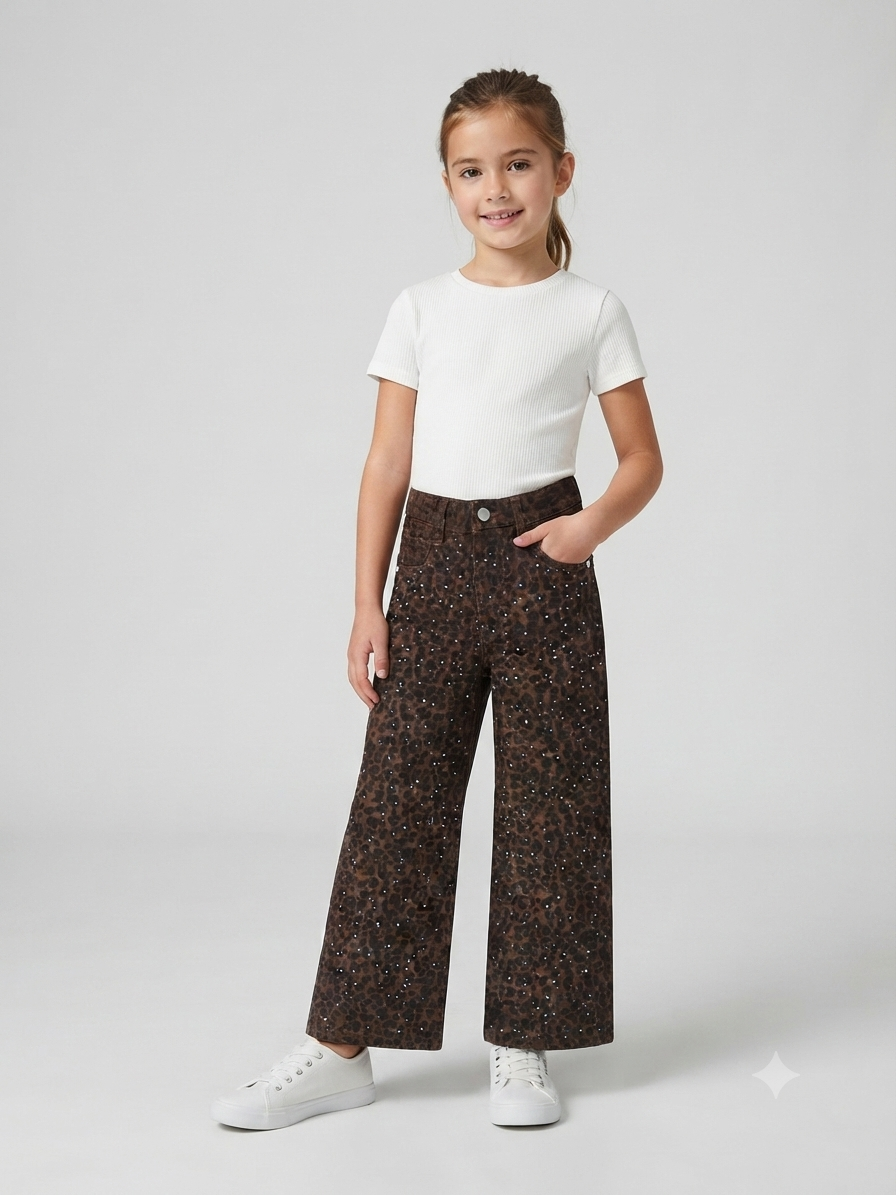 Jeans Bambina Animalier con Strass