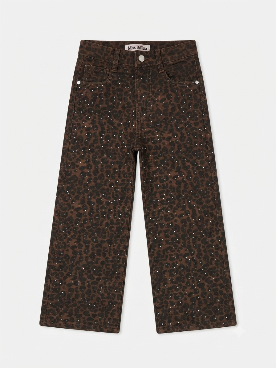 Jeans Bambina Animalier con Strass