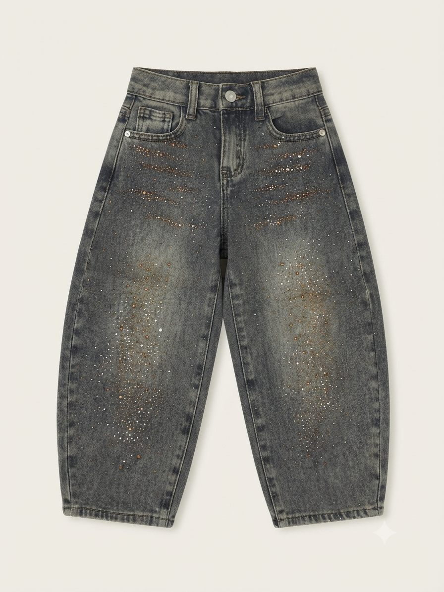 Jeans Bambina USED con Strass BALLOON
