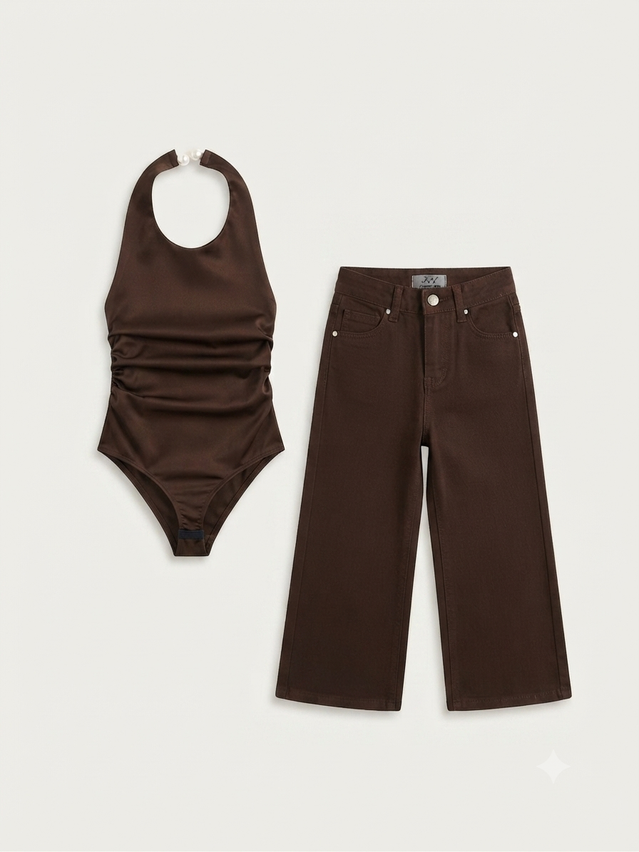 Jeans Bambina Basic marrone