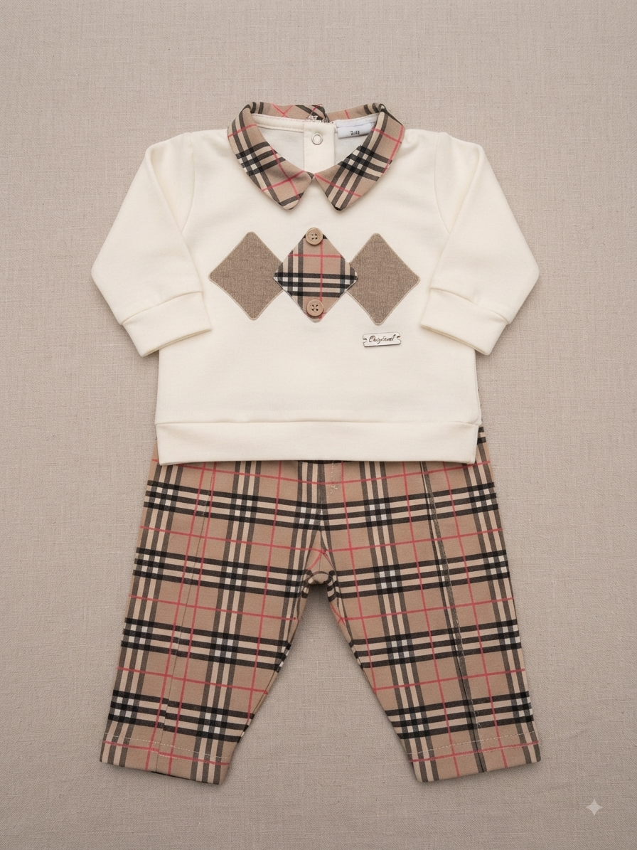 Completo rombi panna e beige