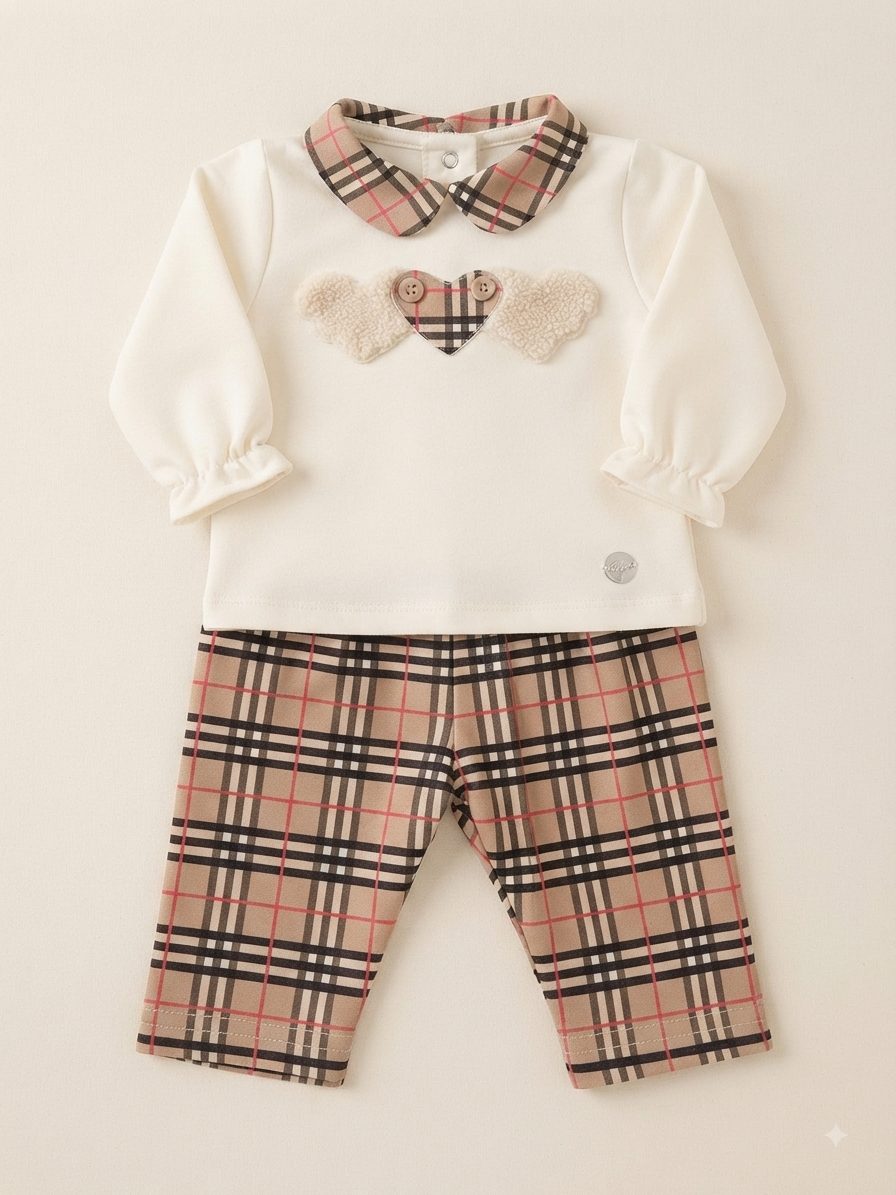 Completo cuore panna e beige