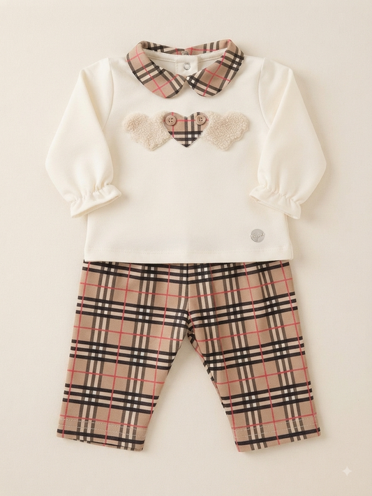 Completo cuore panna e beige