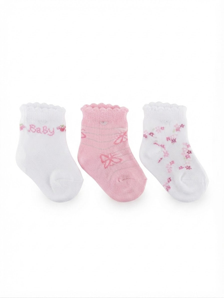 Set 3 Paia di Calzine Neonato in Morbido Cotone
