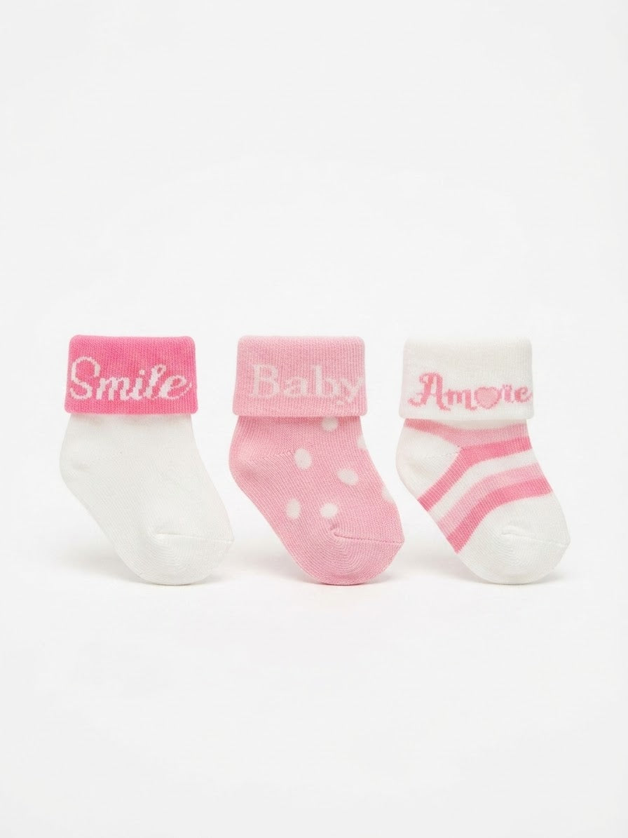 Set 3 Paia di Calzine Neonato in Morbido Cotone taglia unica primi mesi