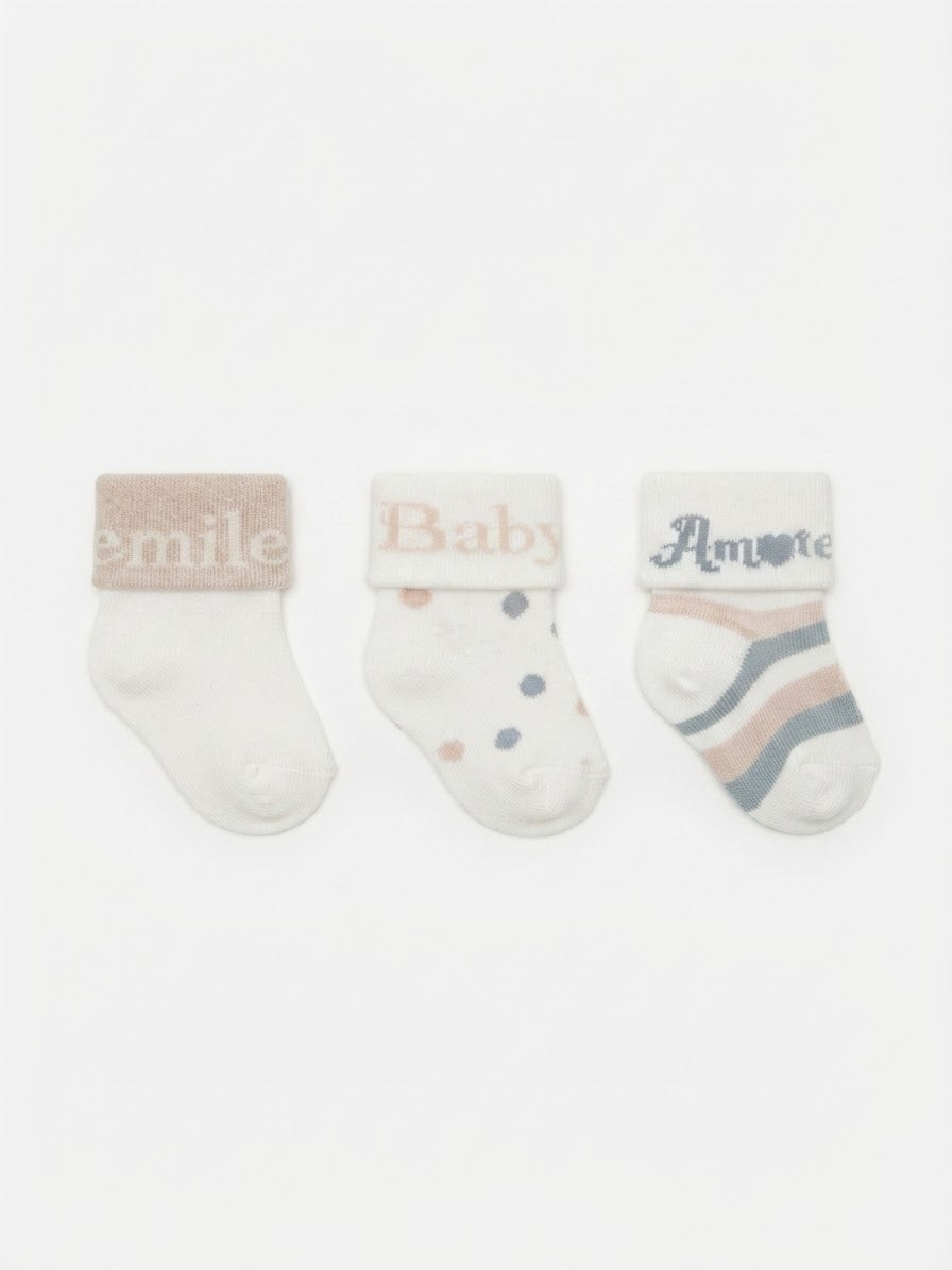 Set 3 Paia di Calzine Neonato in Morbido Cotone taglia unica primi mesi