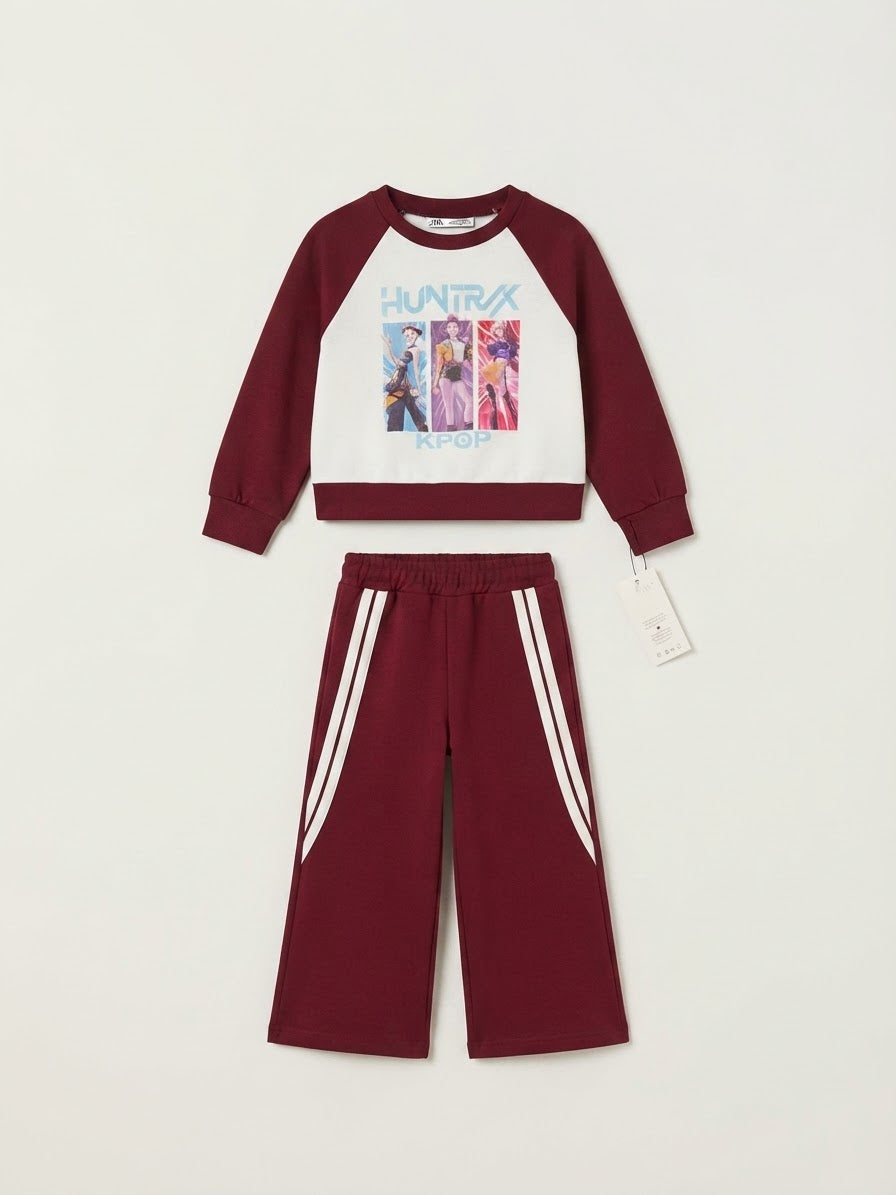 Completo Felpa e Pantalone Sportivo con Stampa K-Pop
